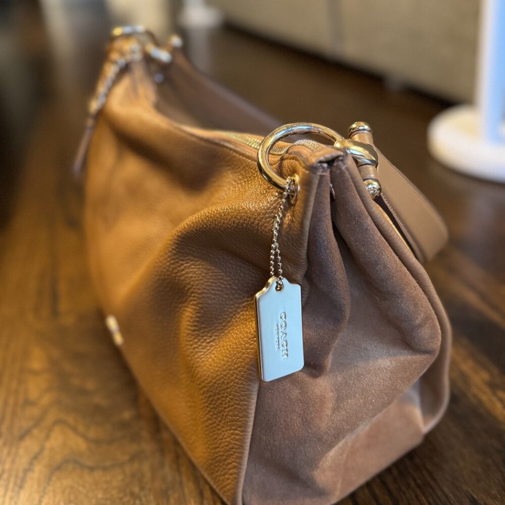 Coach Carriage Camel Leather & Suede Bag + Matching Wallet - Picture 3 of 12